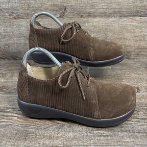 Alegria Pyper Shoes Women's 37 Brown Corduroy Suede Leather Potato Comfort